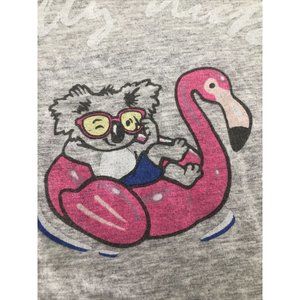 Koala On A Flamingo Pool Float Hollister Small Gray Cropped Shirt Fast Shipping